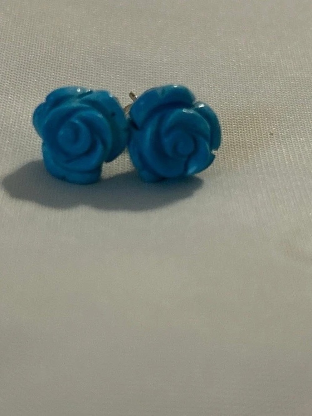 Blue Rose Stud Earrings New